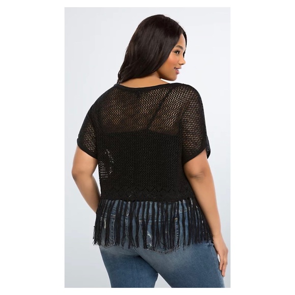 Torrid open stitch fringe crop top - Picture 9 of 10